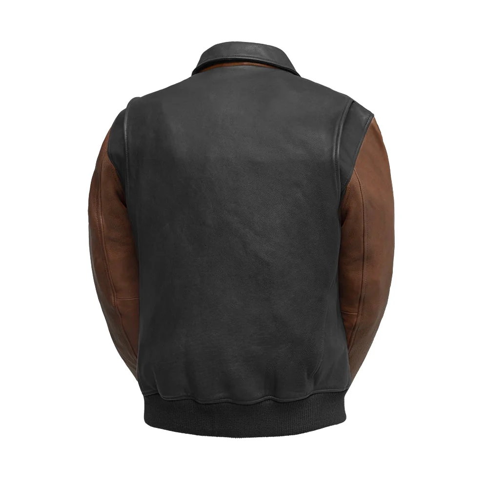 Moto Bomber Two Tone Men's Leather Jacket - Image 23