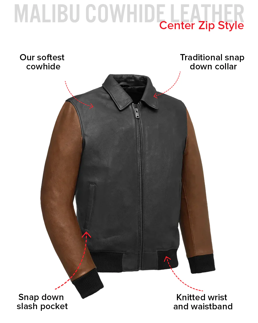 Moto Bomber Two Tone Men's Leather Jacket - Image 26