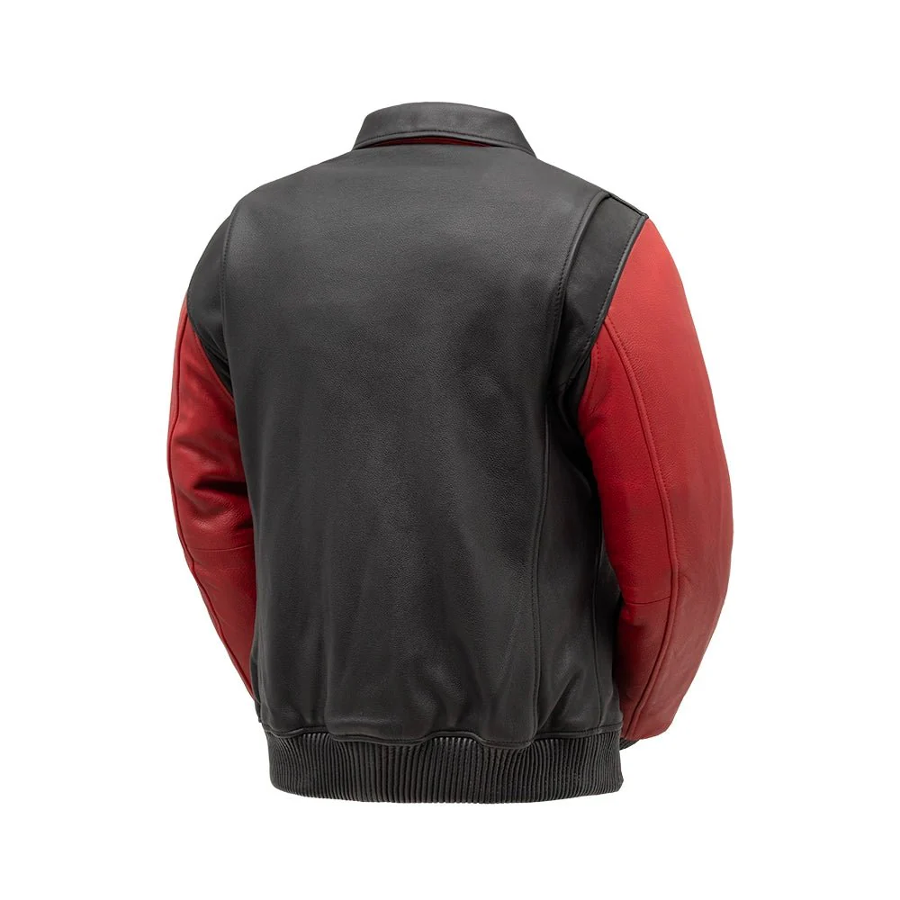 Moto Bomber Two Tone Men's Leather Jacket - Image 3