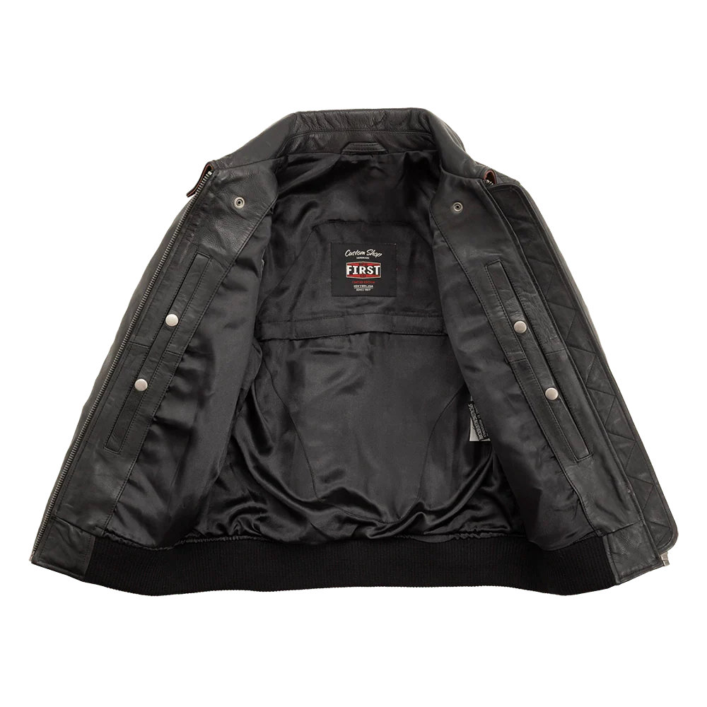 Nancy - Women's Moto Bomber Leather Jacket - Image 3