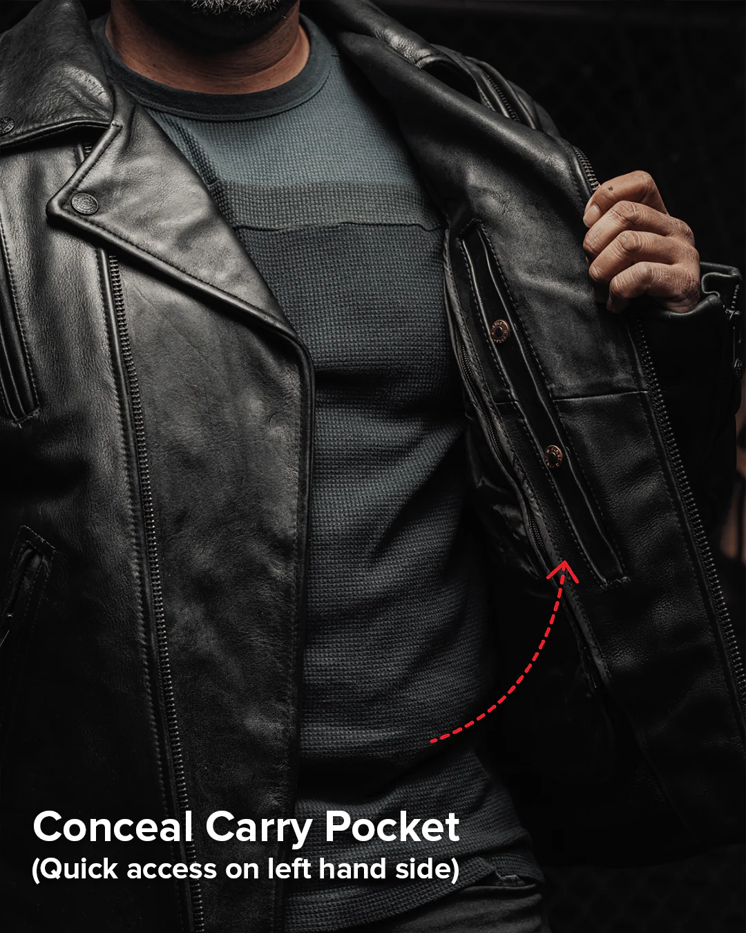 Night Rider Men's Motorcycle Leather Jacket - Image 13