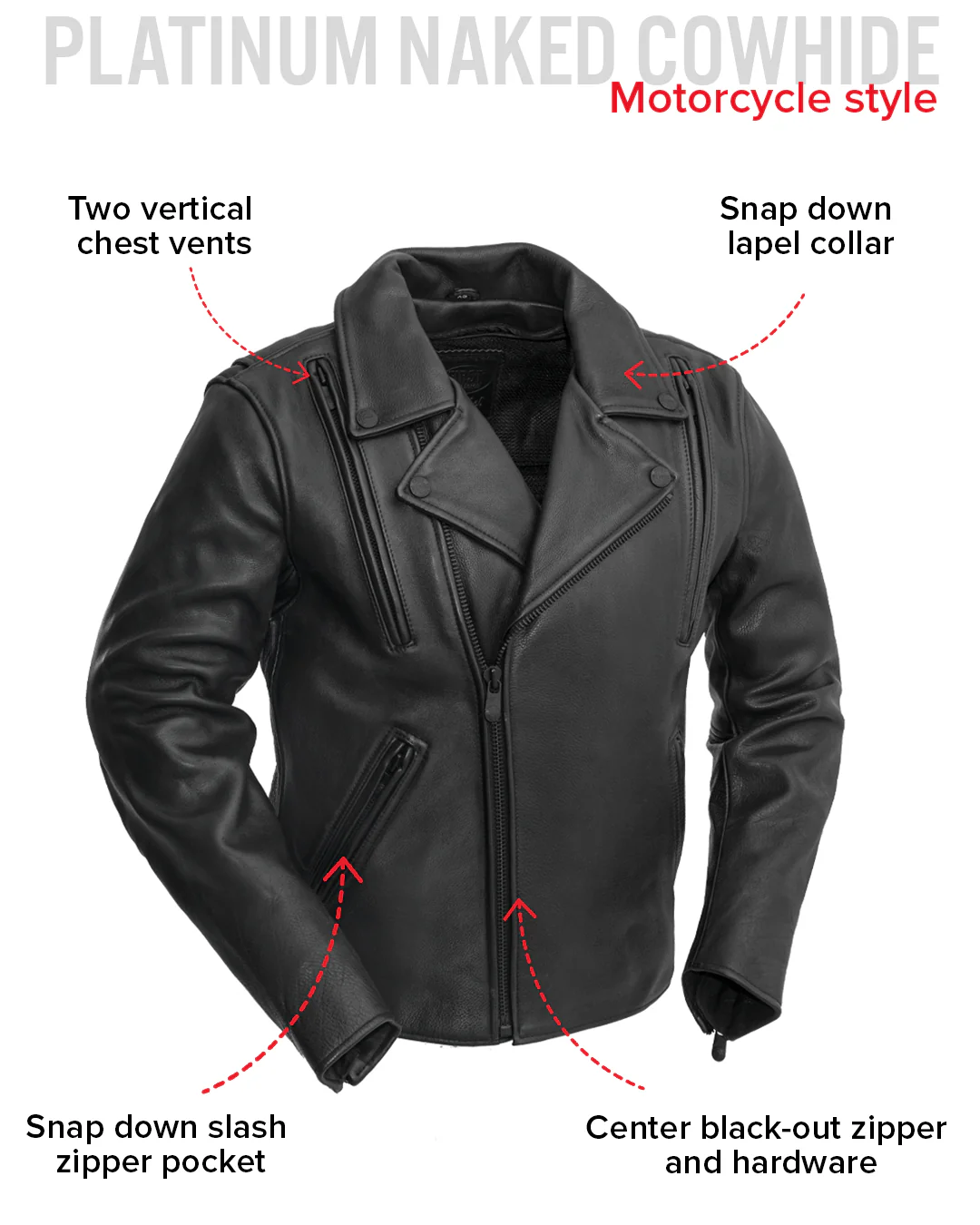 Night Rider Men's Motorcycle Leather Jacket - Image 14