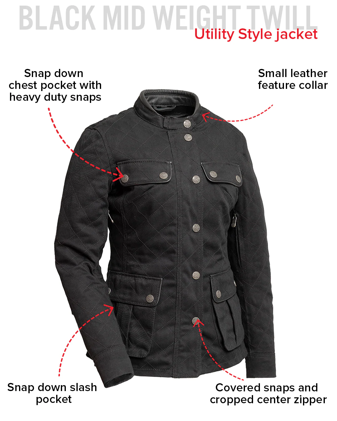 Outcast - Women's Twill Motorcycle Jacket - Image 6