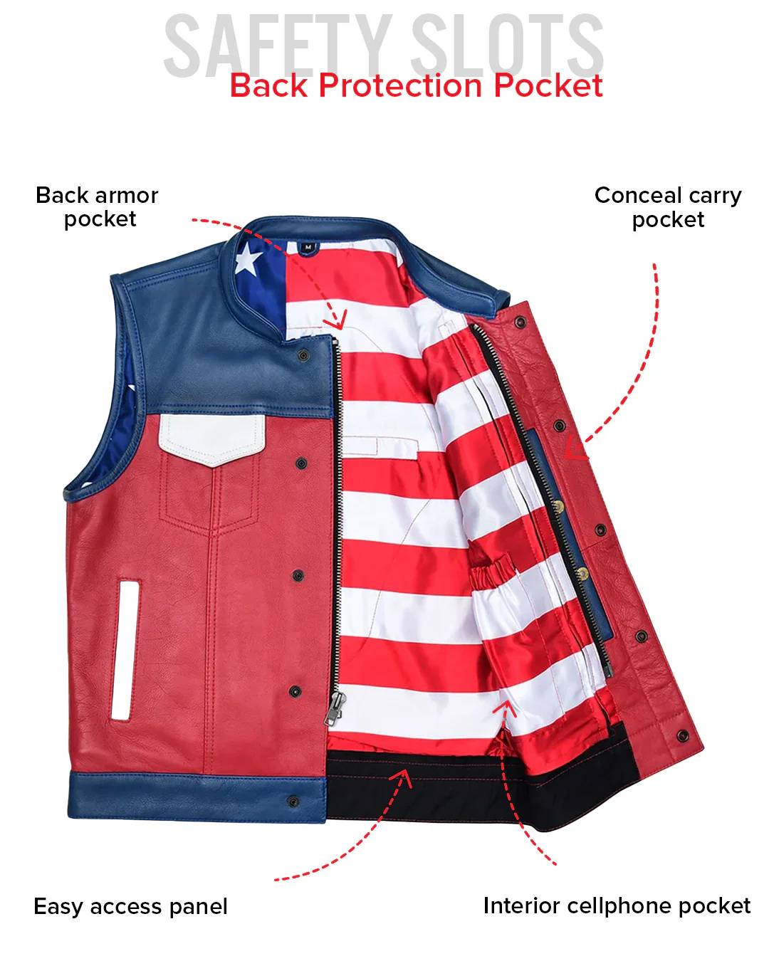 Patriot Rebel Men's Motorcycle Leather Vest - Image 14