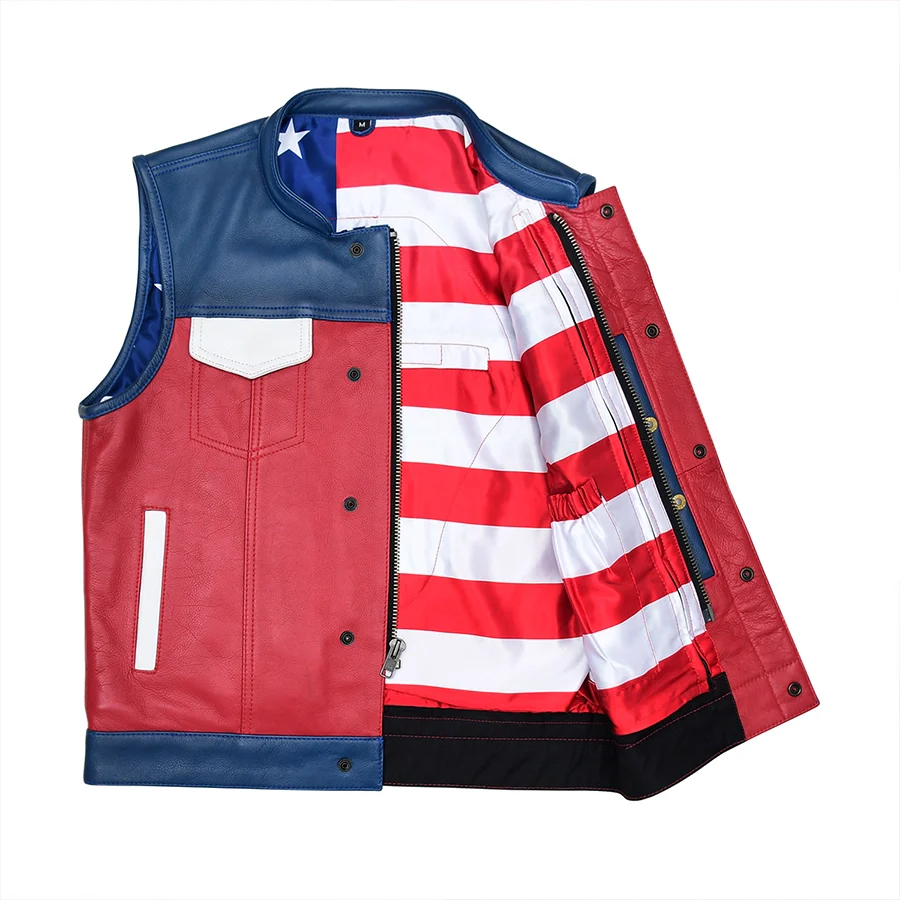 Patriot Rebel Men's Motorcycle Leather Vest - Image 4