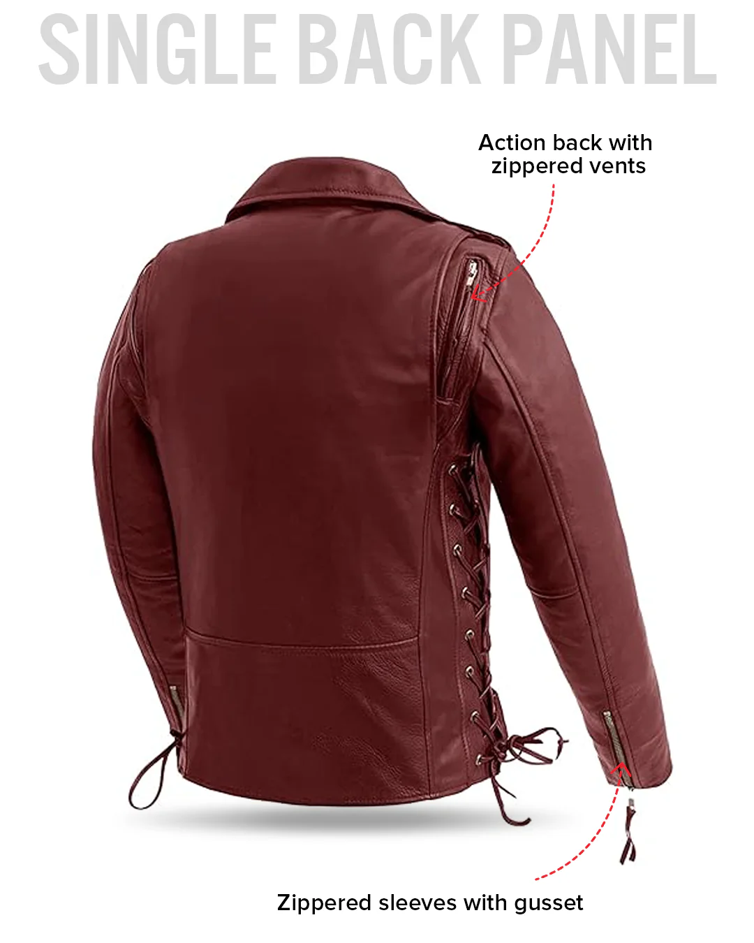 Popstar Women's Motorcycle Leather Jacket Oxblood - Image 13
