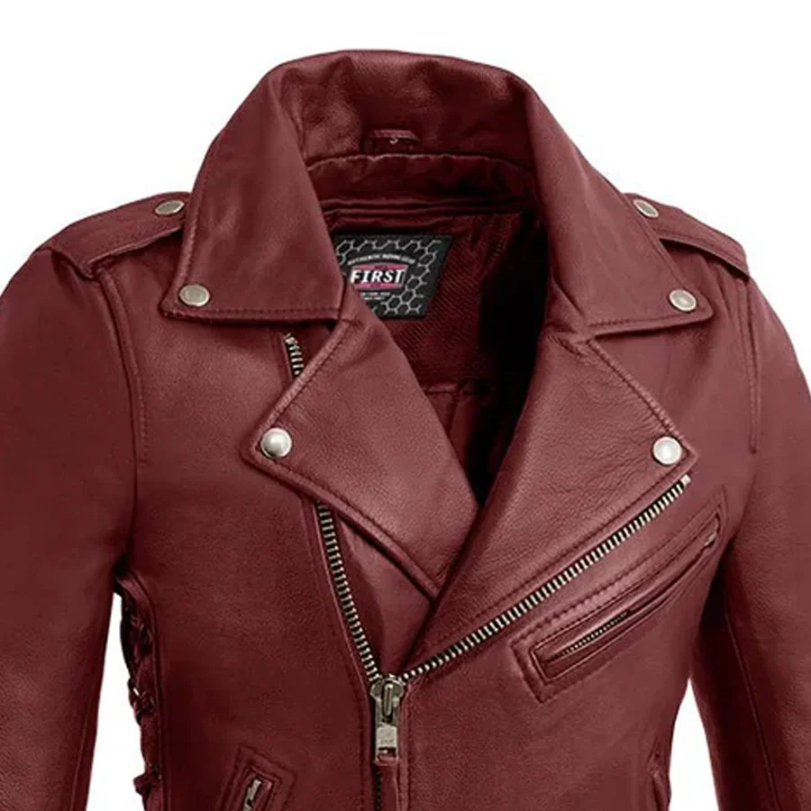 Popstar Women's Motorcycle Leather Jacket - Image 10