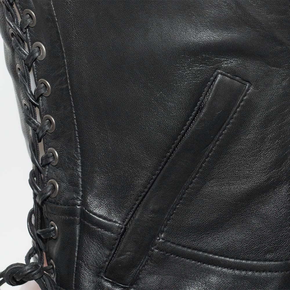 Raven Women's Motorcycle Leather Vest - Image 3