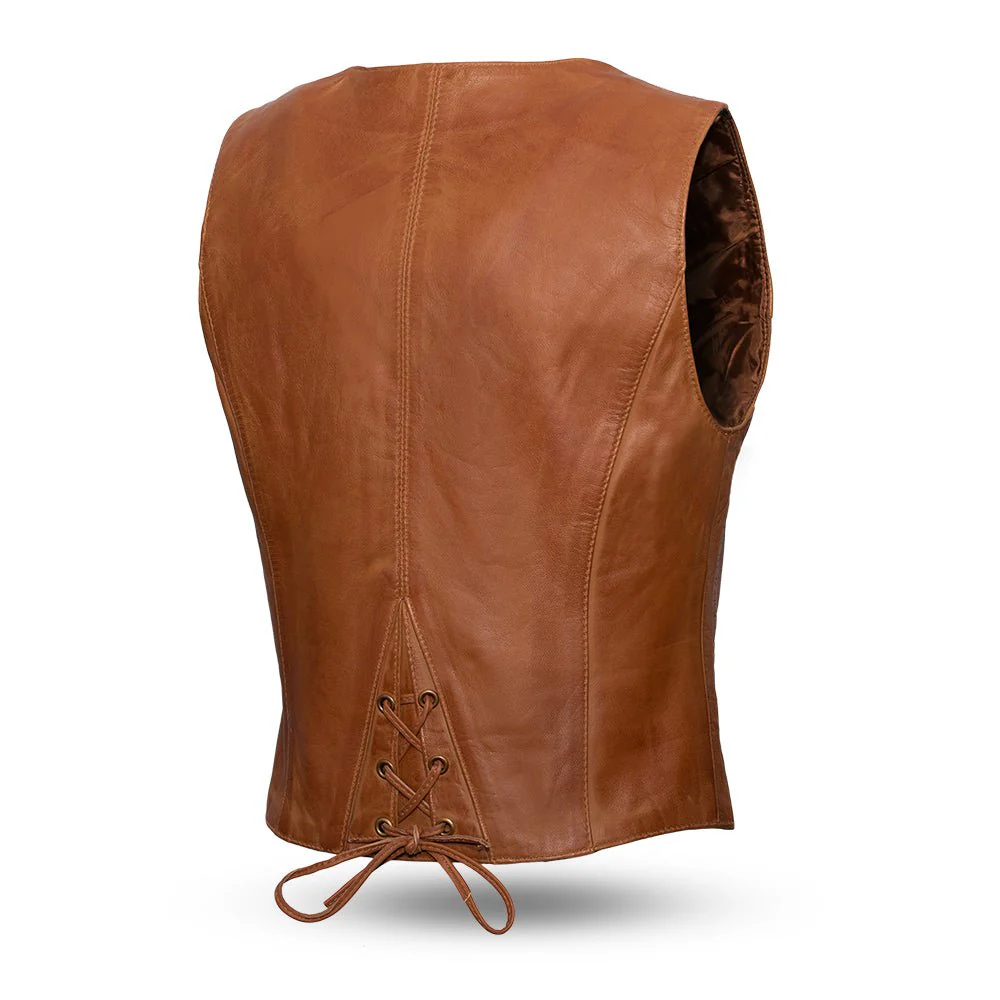Savannah Women's Western Style Motorcycle Leather Vest - Image 7