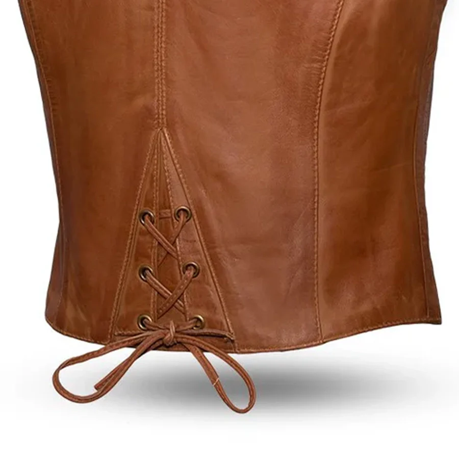Savannah Women's Western Style Motorcycle Leather Vest - Image 8