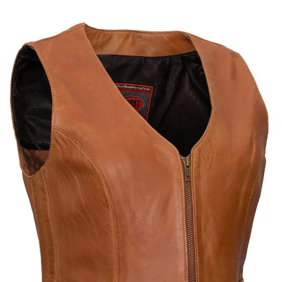 Savannah Women's Western Style Motorcycle Leather Vest - Image 9