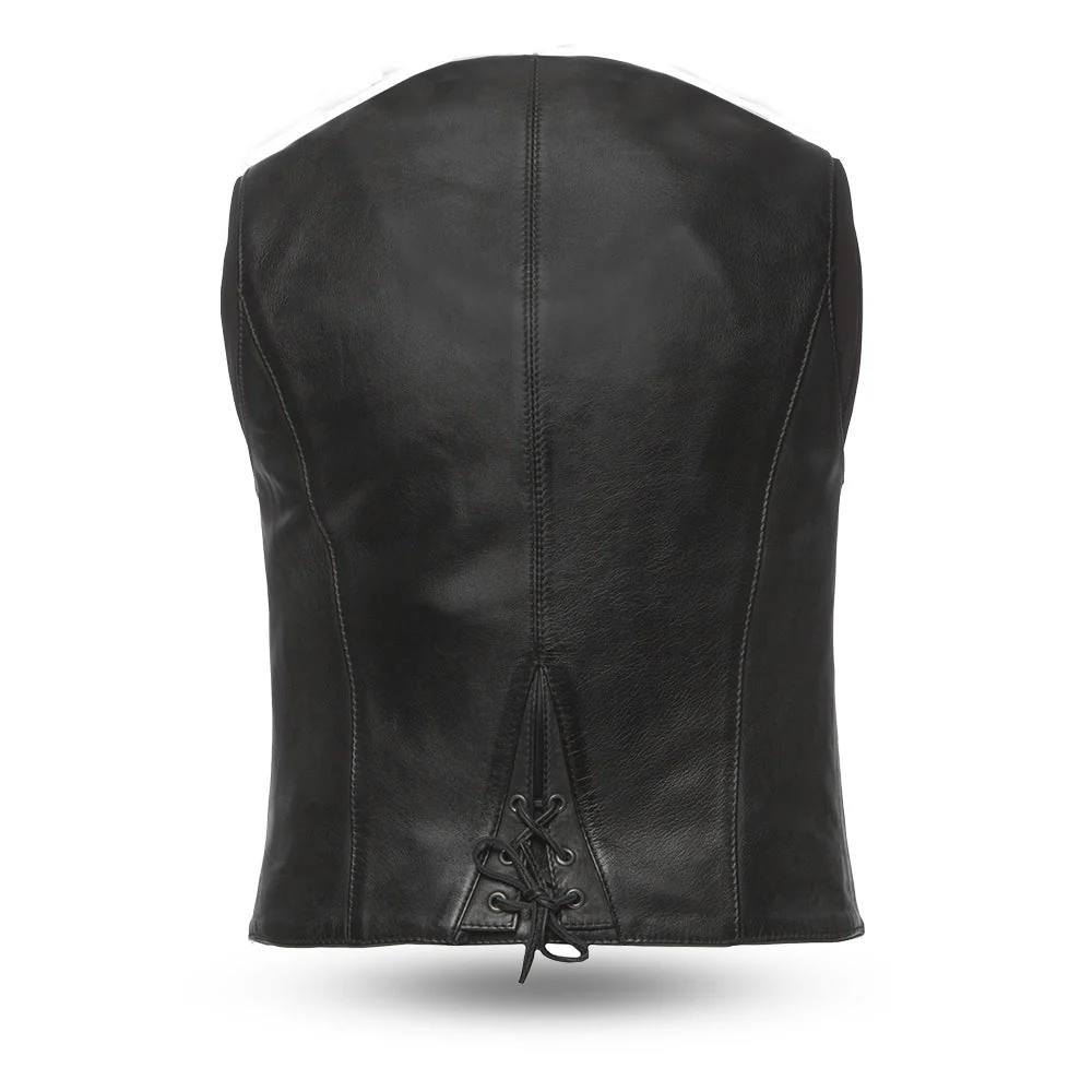 Savannah Women's Western Style Motorcycle Leather Vest - Image 3