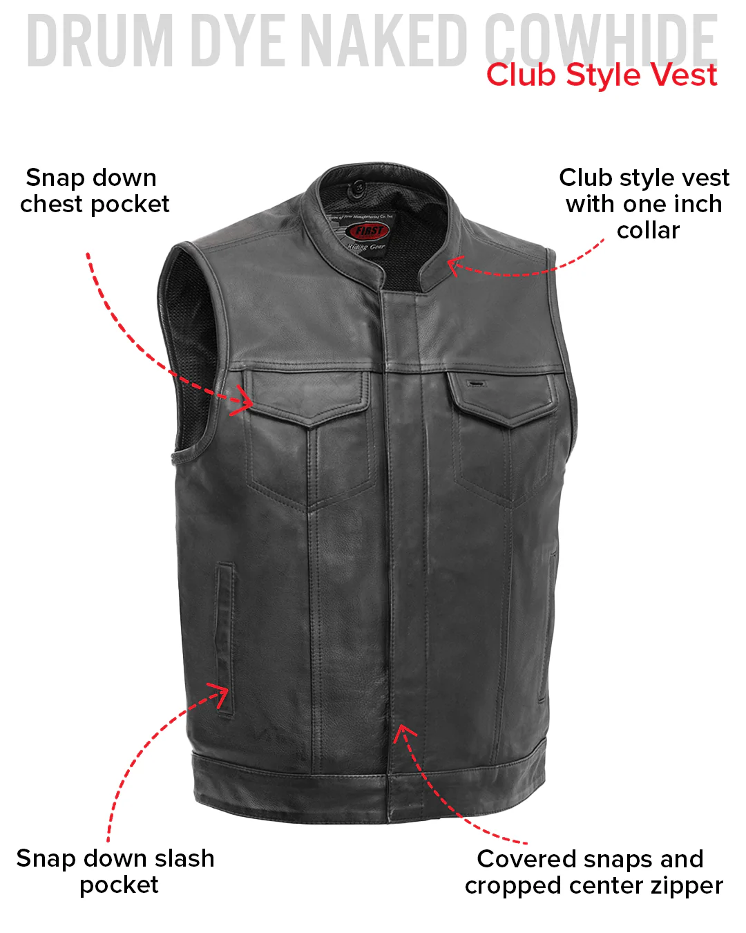 Sharp Shooter Men's Motorcycle Leather Vest - Image 27