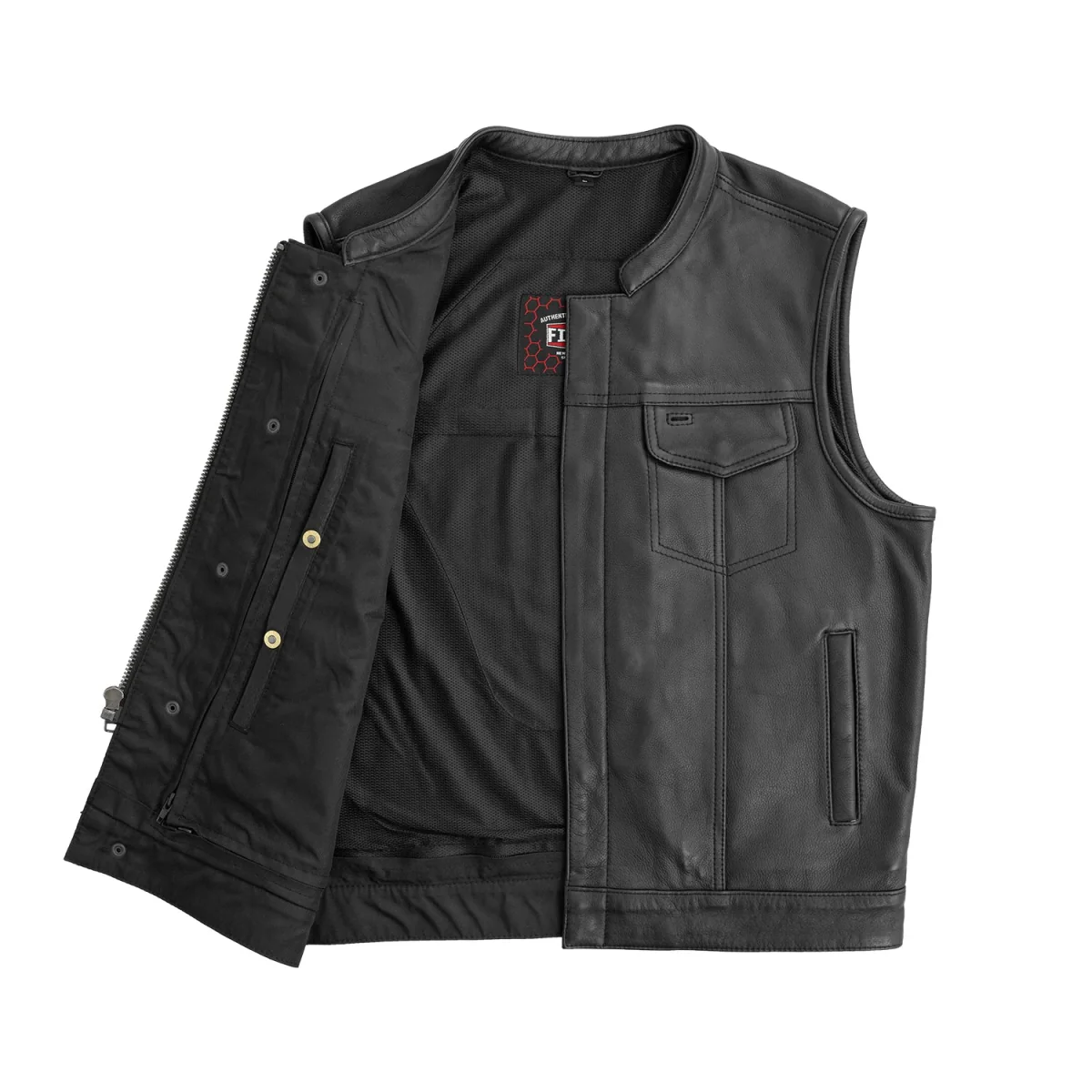Sharp Shooter Men's Motorcycle Leather Vest - Image 3