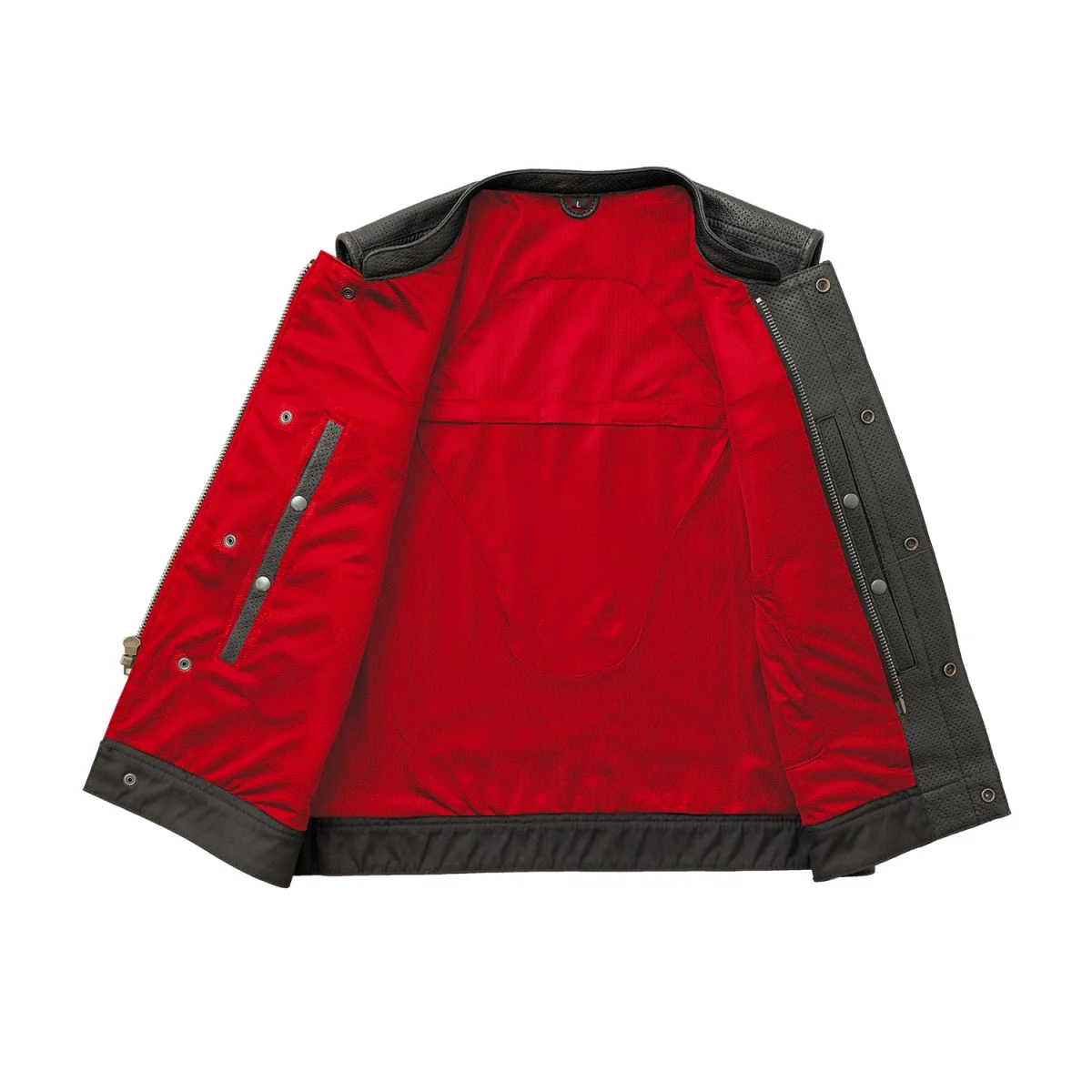 Sharp Shooter Perforated Men's Motorcycle Leather Vest - Image 12