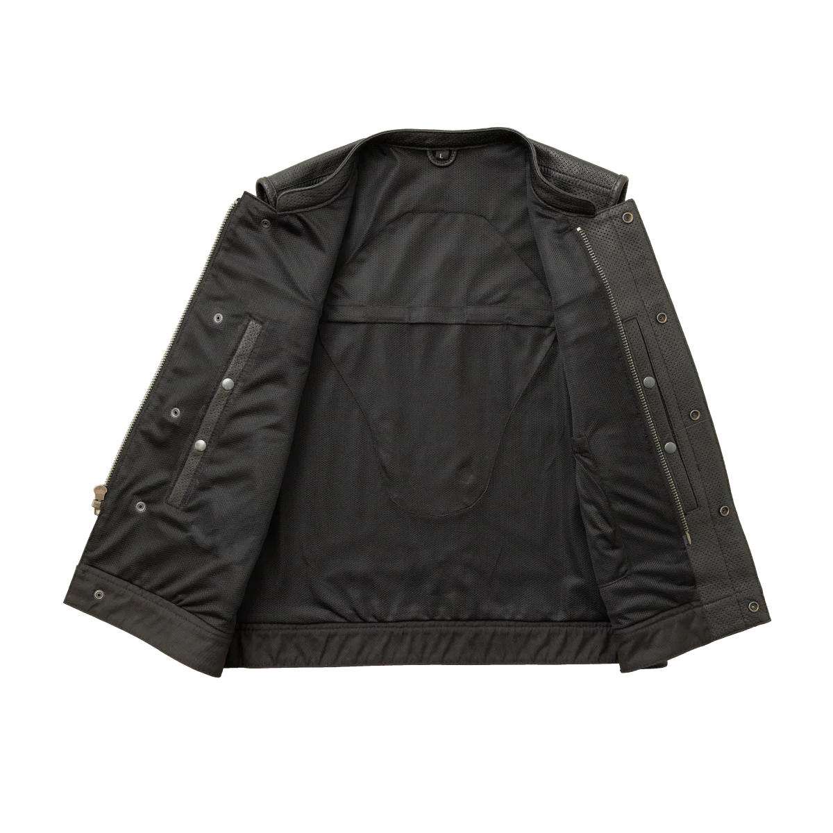 Sharp Shooter Perforated Men's Motorcycle Leather Vest - Image 3