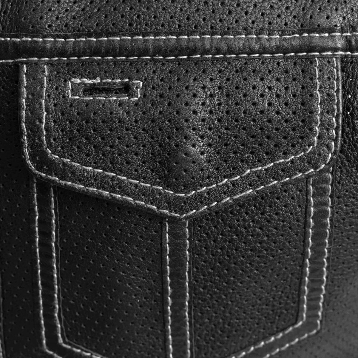 Sharp Shooter Perforated Men's Motorcycle Leather Vest - Image 4