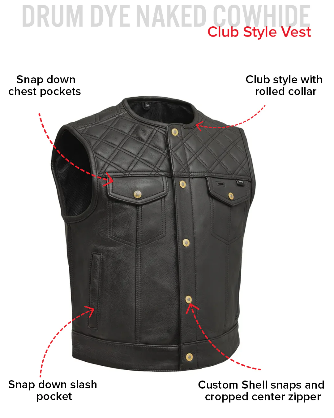 Shell Shock Men's Motorcycle Leather Vest (limited edition) - Image 7
