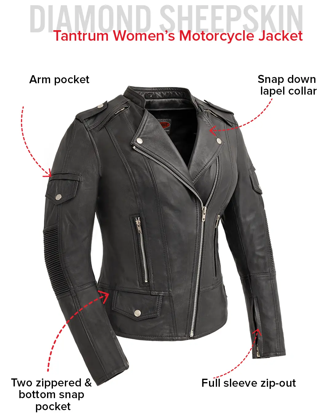 Tantrum - Women's Motorcycle Leather Jacket - Image 7