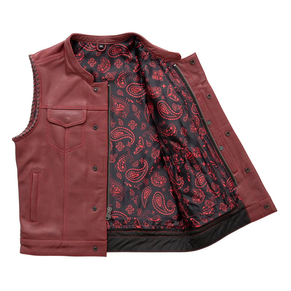 Carmine - Men's Leather Motorcycle Vest - Limited Edition - Image 3