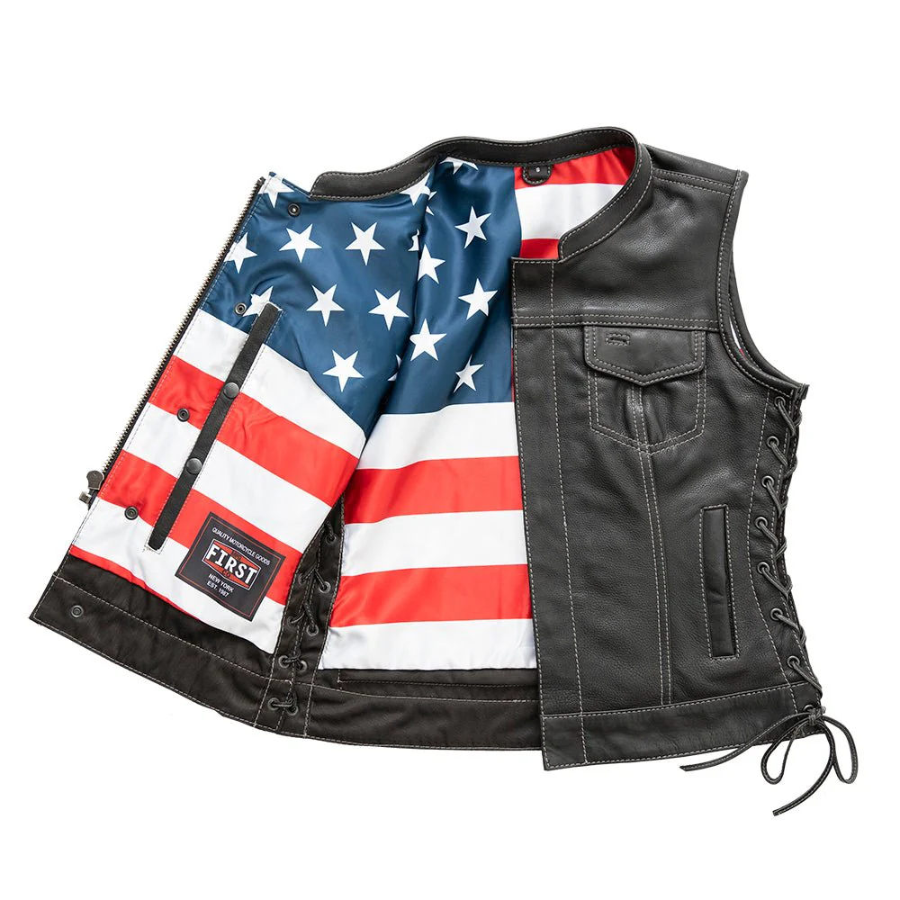 Liberty Women's Club Style Motorcycle Leather Vest - Limited Edition - Image 5