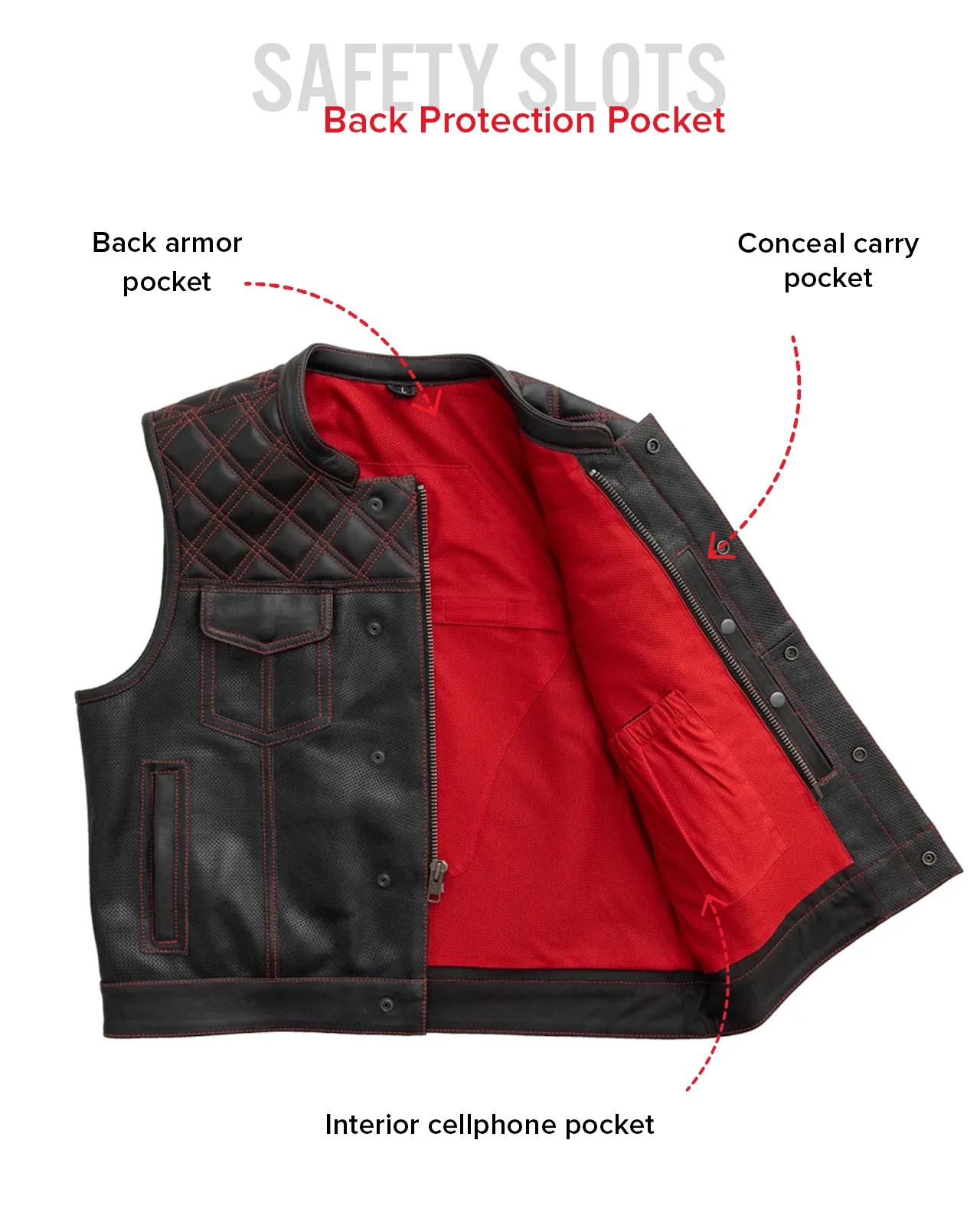 Upside Perforated Men's Club Style Leather Vest - Image 23