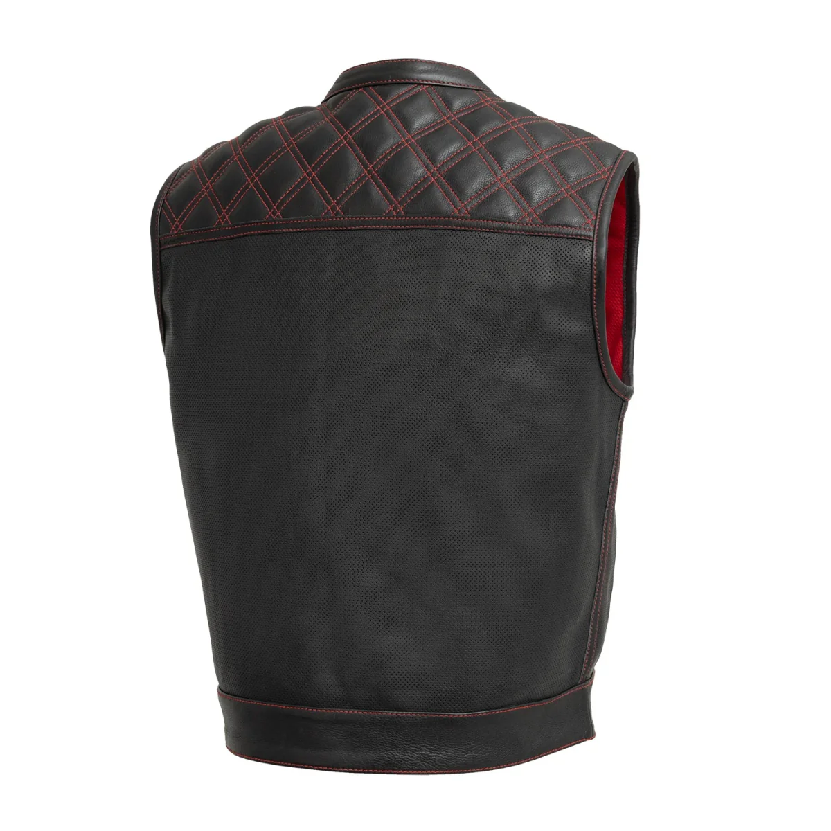 Upside Perforated Men's Club Style Leather Vest - Image 6