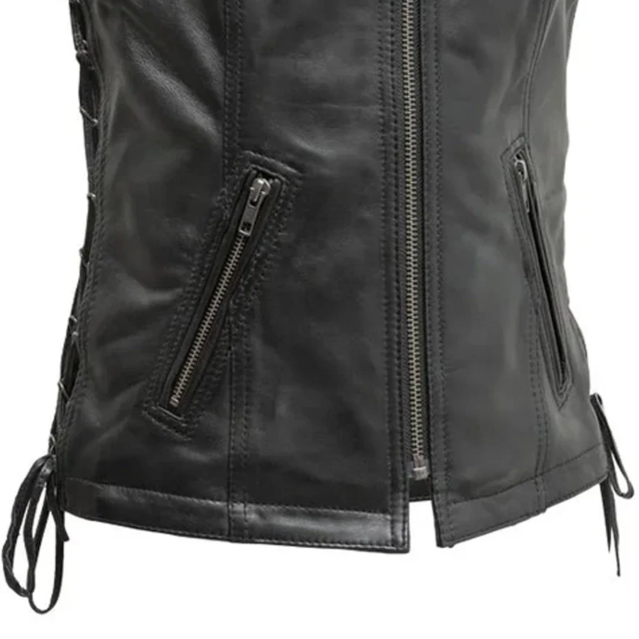 Cindy - Women's Motorcycle Sheepskin Vest - Image 5