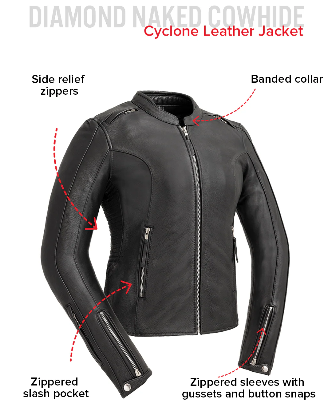 Cyclone - Women's Motorcycle Leather Jacket - Image 12