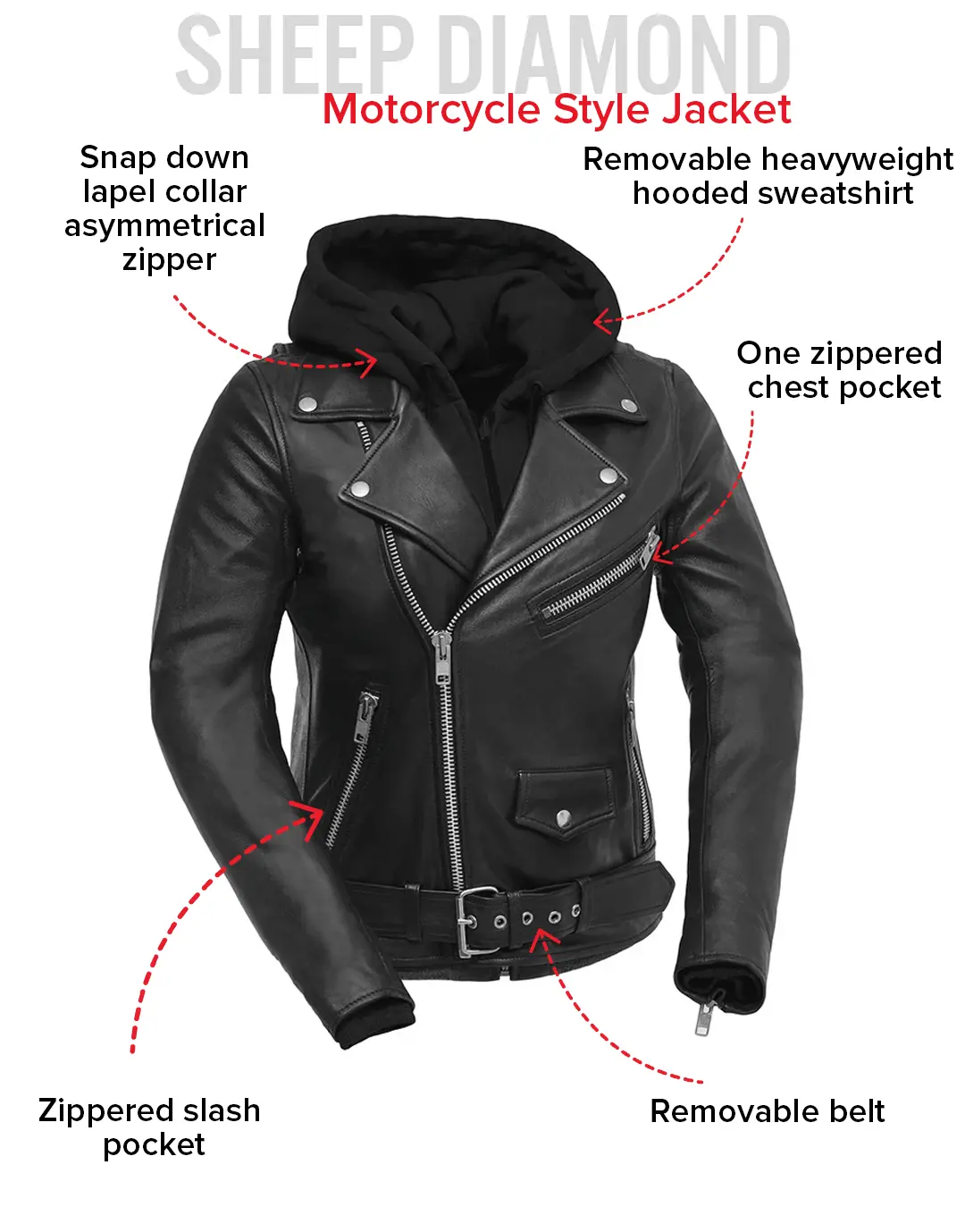 Ryman - Women's Motorcycle Leather Jacket - Image 10
